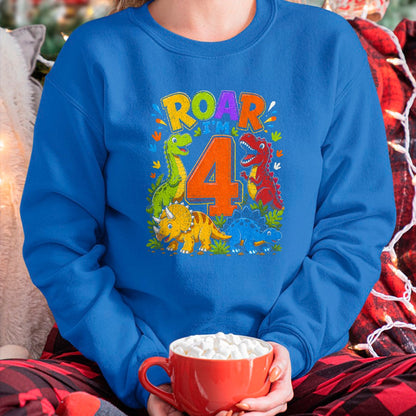 Best Dinosaur Lover Shirt, Funny Dinosaur UnisexT-Shirt/Hoodie/Sweatshirt HLT00 - Dinosaur 4th Four Roar I_m 4 Birthday 4 Year Old Boys Gifts T-Shirt