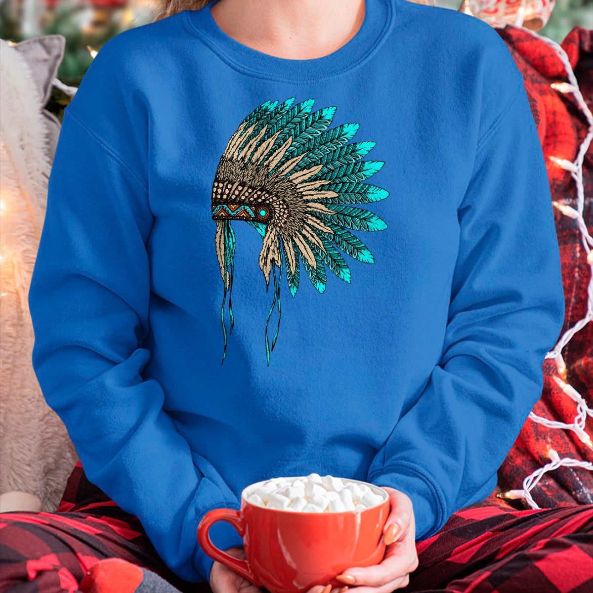 Native American T-Shirts, Vintage Native American Unisex T-Shirt/Hoodie/Sweatshirt HLT00 - Native American Indian Headdress Costume Jewelry Decor T-Shirt (1)