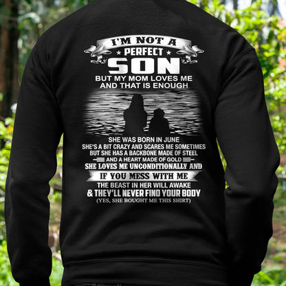 JUNE - I’M NOT A PERFECT SON BUT MY MOM LOVES ME SHIRT - PERFECT GIFT FROM MOM - HLT06 (SKU2605-137-06)