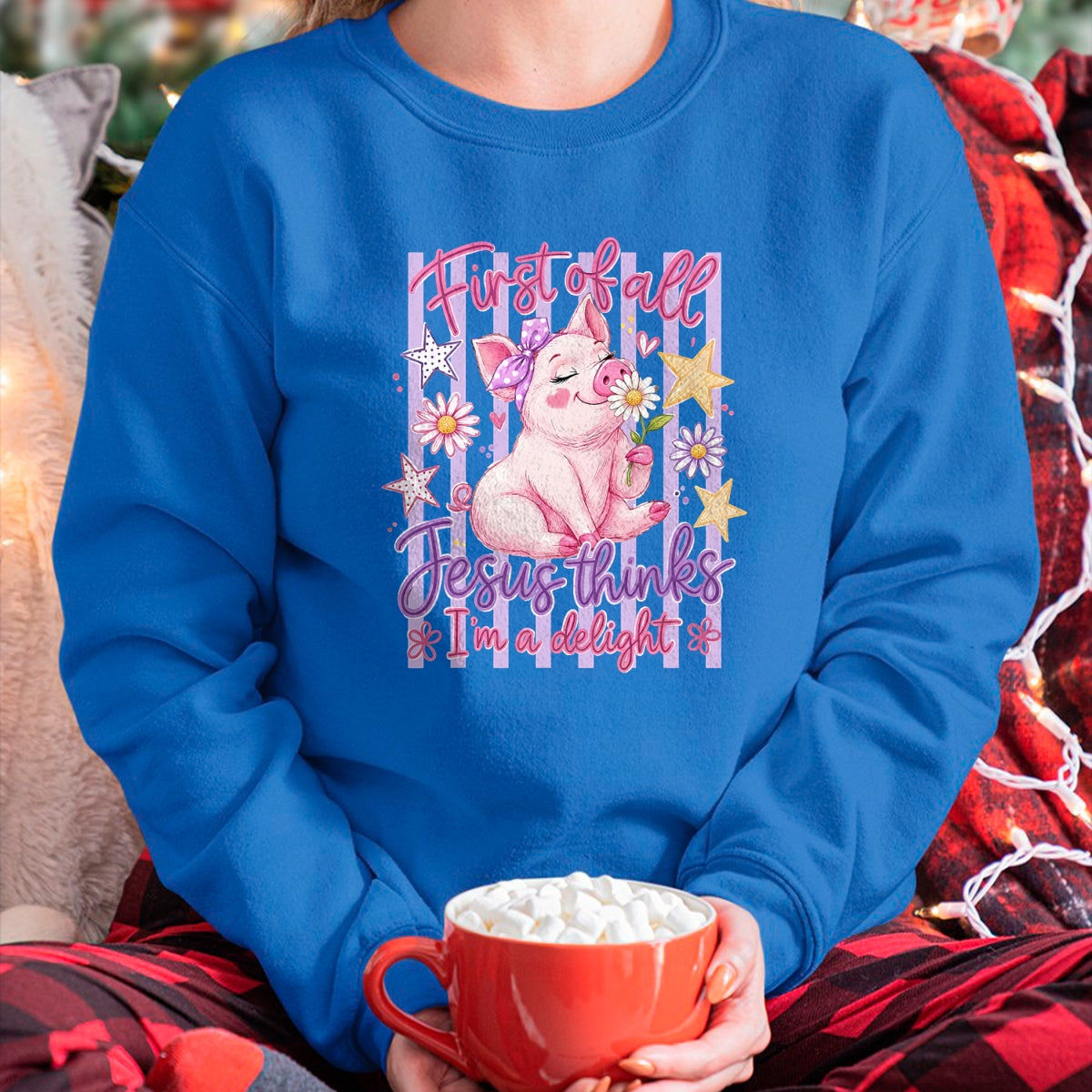 Best Farmer Life Shirt, Funny Farmer UnisexT-Shirt/Hoodie/Sweatshirt HLT00 - First of All Jesus Thinks I'm A Delight Pig Farmer Christian T-Shirt