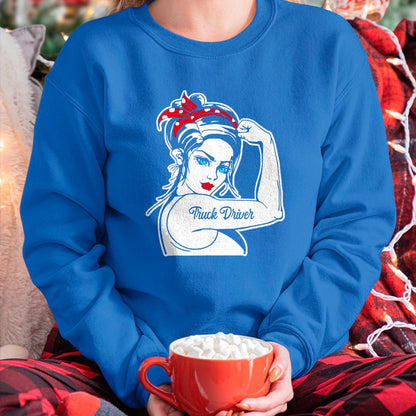 Best Truck Driver Life Shirt, Funny Trucker UnisexT-Shirt/Hoodie/Sweatshirt HLT00 - Female Truck Driver Rosie The Riveter Pin Up Girl Truck T-Shirt
