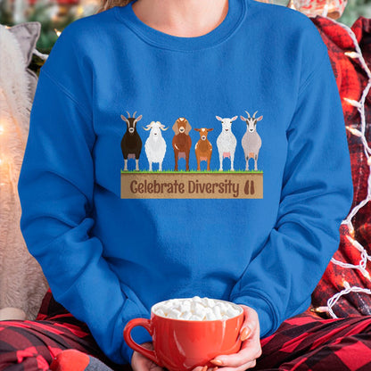 Best Farmer Life Shirt, Funny Farmer UnisexT-Shirt/Hoodie/Sweatshirt HLT00 - Celebrate Diversity Breeds Farm Animal Cute Humor Fun Goat Long Sleeve T-Shirt