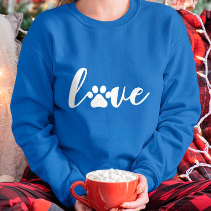 Cat Love Shirt, Funny Cat Lover Gift UnisexT-Shirt/Hoodie/Sweatshirt HLT00 - Paw Print Love Heart Funny Cool Dog Cat Mom Pet Animal Lover T-Shirt Small