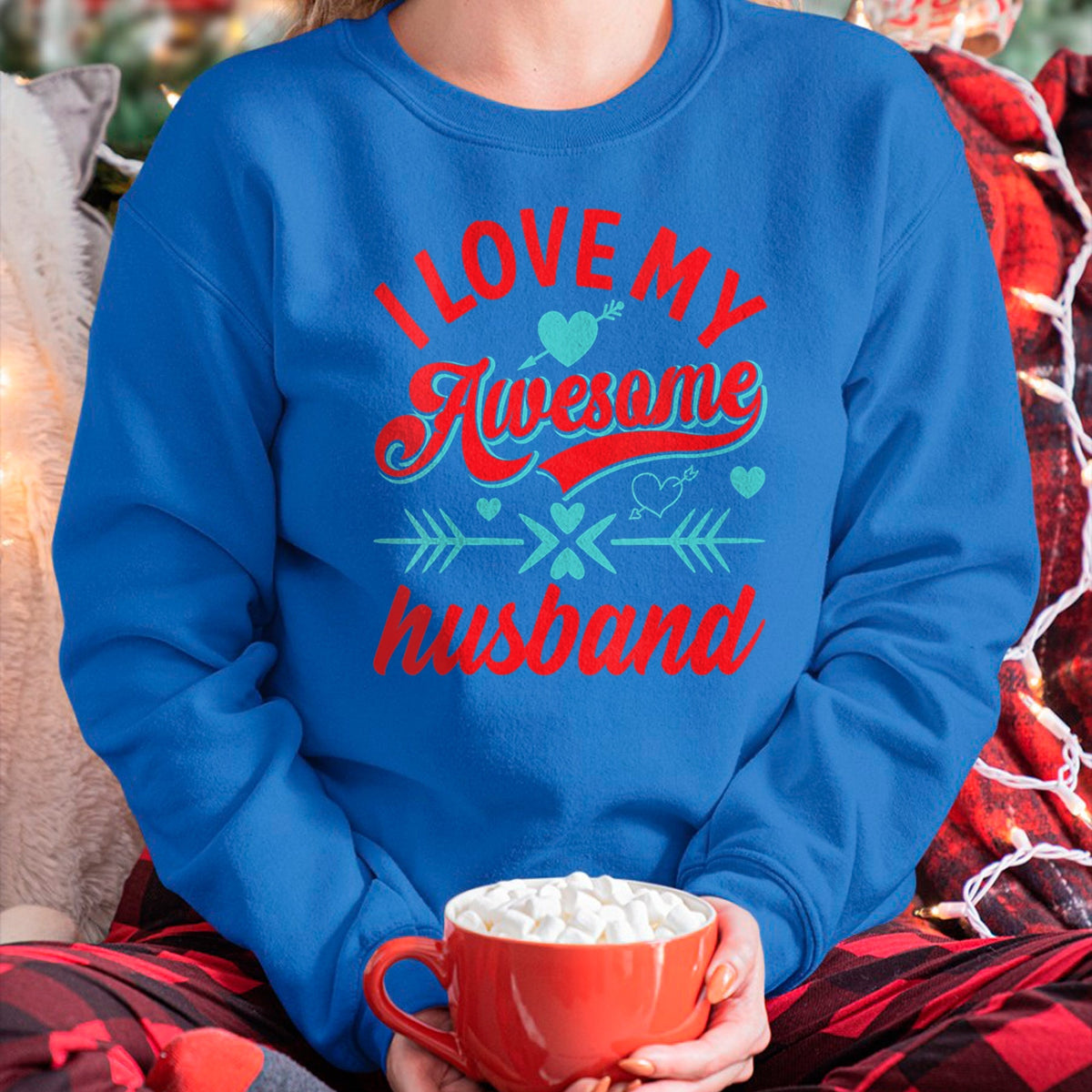 Best Wife Shirt, Wife and Husband Unisex T-Shirt/Hoodie/Sweatshirt HLT00 - Womens I Love My Awesome Husband Womens Husband Anniversary V-Neck T-Shirt