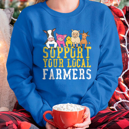 Best Farmer Life Shirt, Funny Farmer UnisexT-Shirt/Hoodie/Sweatshirt HLT00 - Women's Support Your Local Farmers Farm Animals V-Neck T-Shirt