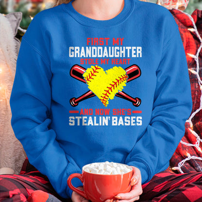 Best Grandpa Shirt, Proud Grandpa Unisex T-Shirt/Hoodie/Sweatshirt HLT00 - First My Granddaughter Stole My Heart - Softball Grandpa T-Shirt