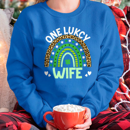 Best Wife Shirt, Wife and Husband Unisex T-Shirt/Hoodie/Sweatshirt HLT00 - Gift for wife T shirt, lucky wife   One Lucky Wife Leopard Rainbow Saint Patrick's Day T-Shirt (1)