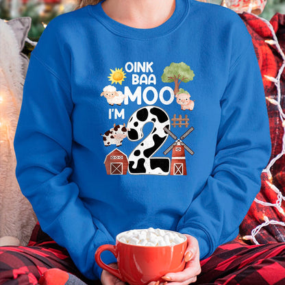 Best Farmer Life Shirt, Funny Farmer UnisexT-Shirt/Hoodie/Sweatshirt HLT00 - Oink Baa Moo I'm 2 Farm Theme Birthday Gift 2 Year Old Party T-Shirt