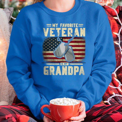 Best Grandpa Shirt, Proud Grandpa Unisex T-Shirt/Hoodie/Sweatshirt HLT00 - Father's Day Veteran Day My Favorite Veteran Is My Grandpa T-Shirt