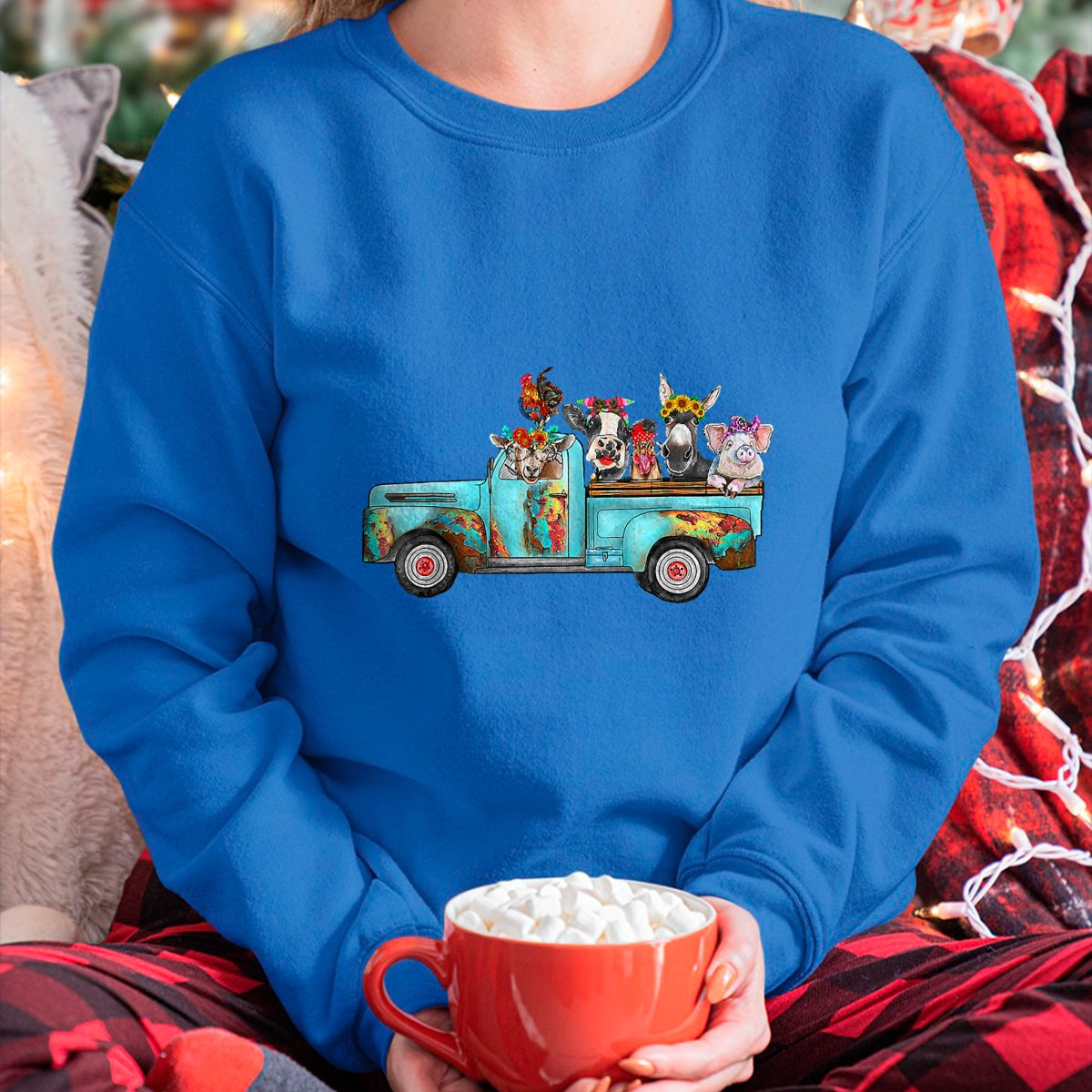 Best Farmer Life Shirt, Funny Farmer UnisexT-Shirt/Hoodie/Sweatshirt HLT00 - Farm Pickup Truck with Farm Animals Farmer_s Wife Cow Girl T-Shirt