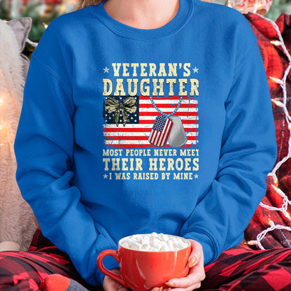 Proud Veteran Shirt, Funny Veteran UnisexT-Shirt/Hoodie/Sweatshirt HLT00 - Veteran_s Daughter Most People Never Meet Their Heroes USA T-Shirt, Men, Black, 3X-Large