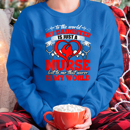 Funny Nurse Shirt, Nurse Unisex T-Shirt/Hoodie/Sweatshirt HLT00 - Womens My Daughter Is A Nurse, Proud To Be A Nurse's Mom V-Neck T-Shirt