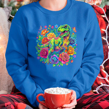 Best Dinosaur Lover Shirt, Funny Dinosaur UnisexT-Shirt/Hoodie/Sweatshirt HLT00 - Colorful Floral T Rex Dinosaur T-Shirt