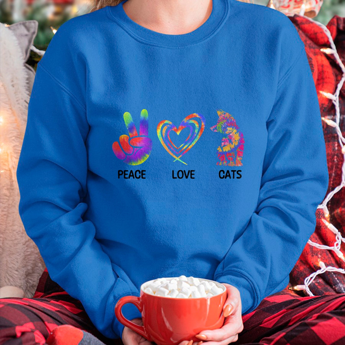 Cat Love Shirt, Funny Cat Lover Gift UnisexT-Shirt/Hoodie/Sweatshirt HLT00 - Peace Love Cats Funny Kitty Cat Lover T-Shirt