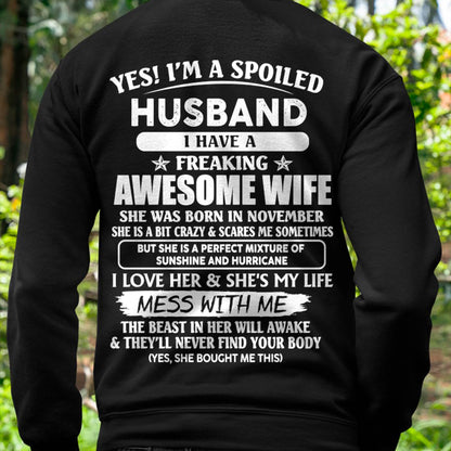 November - Spoiled Husband with Awesome Wife - Perfect Gift From Wife - HLT11 (SKUT07-180-11)