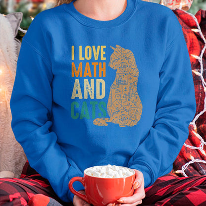 Cat Love Shirt, Funny Cat Lover Gift UnisexT-Shirt/Hoodie/Sweatshirt HLT00 - I Love Math And Cats Funny Cat Lover Math Teacher T-Shirt (1)
