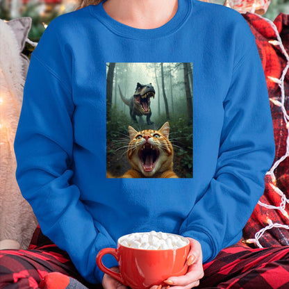 Best Dinosaur Lover Shirt, Funny Dinosaur UnisexT-Shirt/Hoodie/Sweatshirt HLT00 -Cat Selfie with T-Rex Dinosaur T-Shirt, Men, Black, 3X-Large
