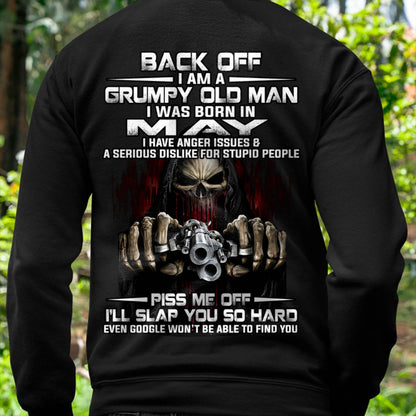 May - Grumpy Old Man T-Shirt – Funny Skull Gun Graphic Tee for Men - HLT05 (SKU09-109-05)