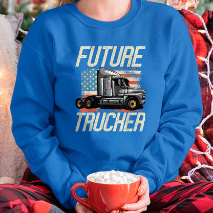 Best Truck Driver Life Shirt, Funny Trucker UnisexT-Shirt/Hoodie/Sweatshirt HLT00 - Future Trucker Truck Driver Semi Kids Son Daughter Clothing T-Shirt, Youth, Red, Small