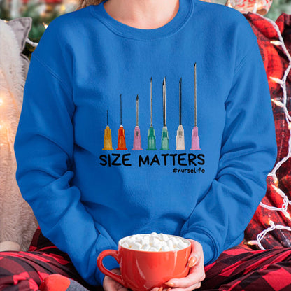 Funny Nurse Shirt, Nurse Unisex T-Shirt/Hoodie/Sweatshirt HLT00 - Needle Size Matters Funny Nursing CNA Nurse Life T-Shirt