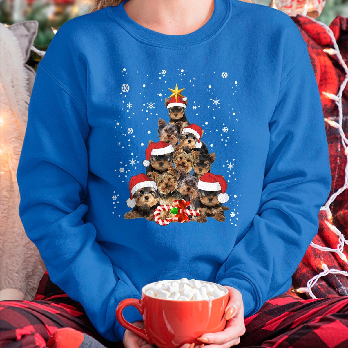 Christmas Shirts for Family, Funny christmas shirts, Christmas Unisex T-Shirt/Hoodie/Sweatshirt HLT00 - Yorkie Dogs Tree Christmas Sweater Xmas Pet Animal Dog Lover T-Shirt