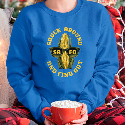 Best Farmer Life Shirt, Funny Farmer UnisexT-Shirt/Hoodie/Sweatshirt HLT00 - Funny Shuck Around and Find Out SAFO Farmers Corn Sunglasses T-Shirt