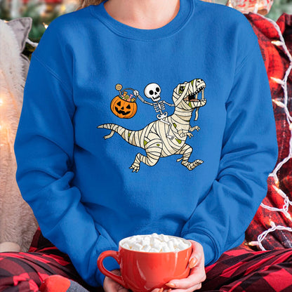 Best Dinosaur Lover Shirt, Funny Dinosaur UnisexT-Shirt/Hoodie/Sweatshirt HLT00 - Boys Halloween Skeleton Riding Dinosaur Mummy Trex Kids T-Shirt