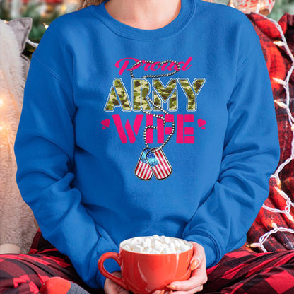 Best Wife Shirt, Wife and Husband Unisex T-Shirt/Hoodie/Sweatshirt HLT00 - Gift for wife T shirt, lucky wife   Proud Army Wife Camo US Flag Dog Tags Pride Military Spouse T-Sh