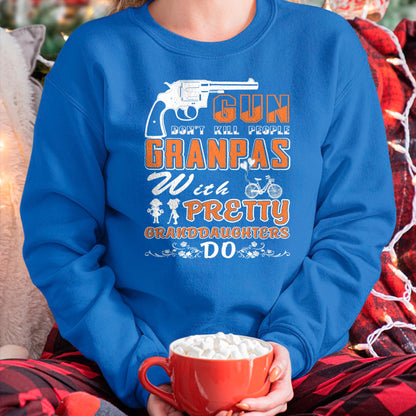 Best Grandpa Shirt, Proud Grandpa Unisex T-Shirt/Hoodie/Sweatshirt HLT00 - Guns Don't Kill People Grandpas With Pretty Granddaughter 01