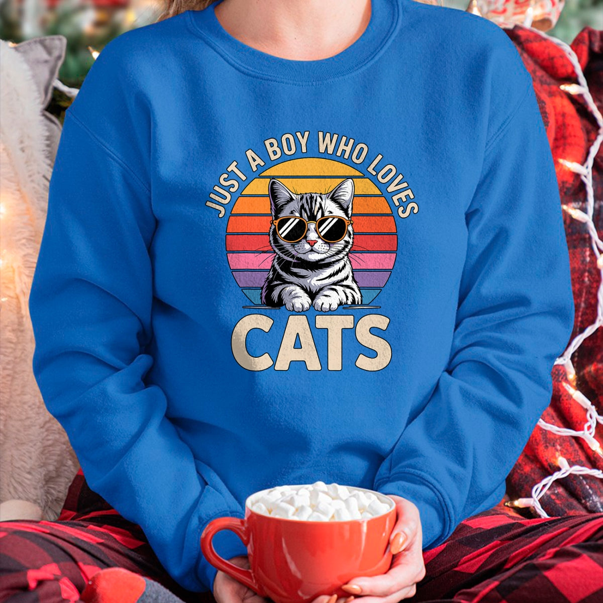 Cat Love Shirt, Funny Cat Lover Gift UnisexT-Shirt/Hoodie/Sweatshirt HLT00 - Just a Boy Who Loves Cats T-Shirt