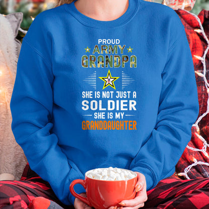 Best Grandpa Shirt, Proud Grandpa Unisex T-Shirt/Hoodie/Sweatshirt HLT00 - She Is A Soldier & Is My Granddaughter-Proud Army Grandpa T-Shirt