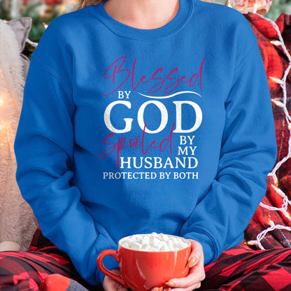 Best Wife Shirt, Wife and Husband Unisex T-Shirt/Hoodie/Sweatshirt HLT00 - Gift for wife T shirt, spoiled wife   Blessed By God Spoiled By My Husband Wife Mother Christian T-S