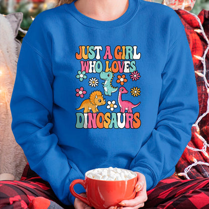 Best Dinosaur Lover Shirt, Funny Dinosaur UnisexT-Shirt/Hoodie/Sweatshirt HLT00 - Just A Girl Who Loves Dinosaurs Cute Groovy Dino Lover Kids T-Shirt