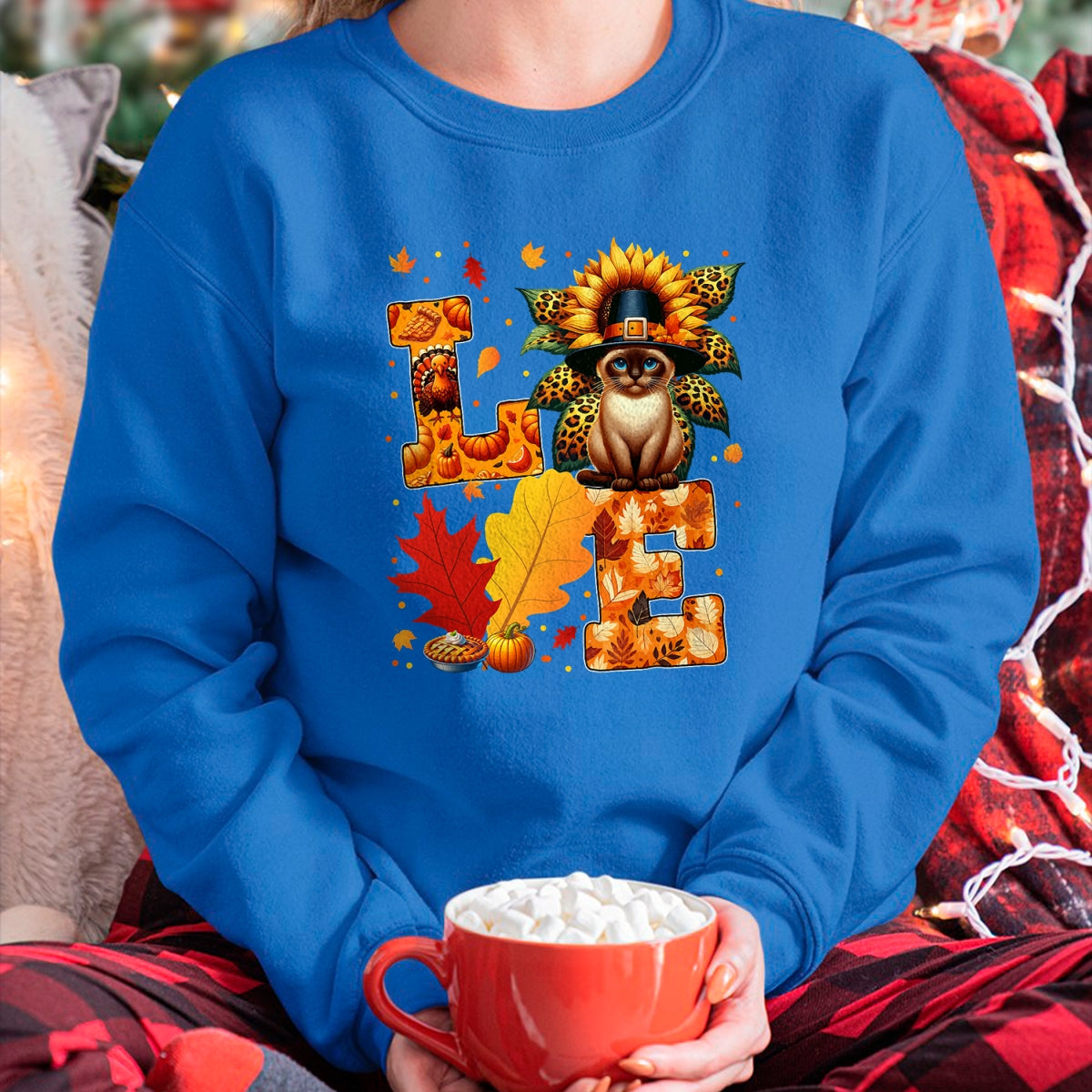 Cat Love Shirt, Funny Cat Lover Gift UnisexT-Shirt/Hoodie/Sweatshirt HLT00 - LOVE Thanksgiving Siamese Cat Costume Fall Leaves Sunflower T-Shirt for Men Women Kids