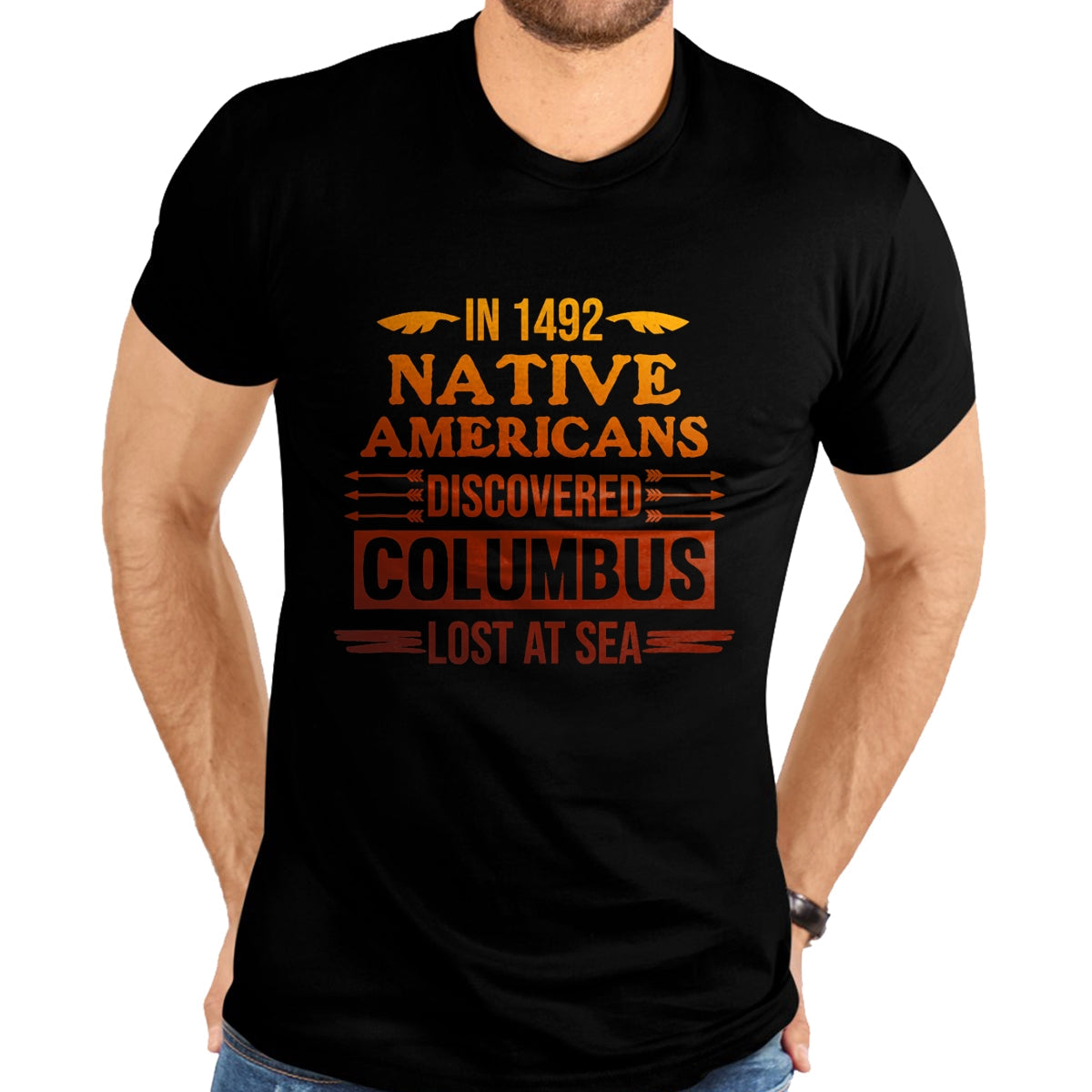 Native American T-Shirts, Vintage Native American Unisex T-Shirt/Hoodie/Sweatshirt HLT00 - Native Americans Discovered Native American Day Graphic T-Shirt (1)