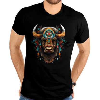 Native American T-Shirts, Vintage Native American Unisex T-Shirt/Hoodie/Sweatshirt HLT00 - American Flag - Bison American Buffalo Colorful Boho Native American Pattern T-Shirt