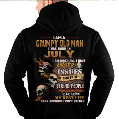 July - Grumpy Old Man T-Shirt - Funny Skull Anger Issues Tee - Perfect Gift For Men HLT07 (SKU08-67-07)