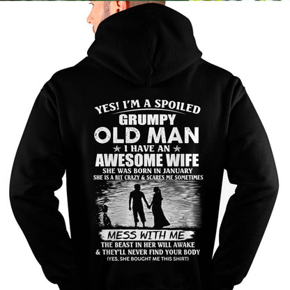JANUARY - GRUMPY OLD MAN T-SHIRT – AWESOME WIFE GIFT FROM WIFE - HLT01 (SKU10-79-01)