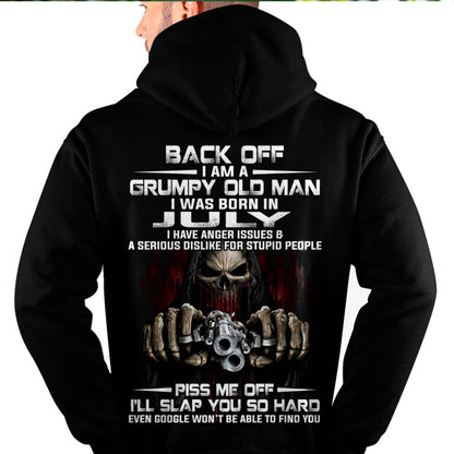 July - Grumpy Old Man T-Shirt – Funny Skull Gun Graphic Tee for Men - HLT07 (SKU09-109-07)