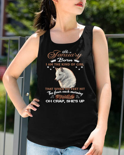 AS A JANUARY GIRL I'M FEARLESS WOLF SHIRT – GIFT FOR WOMEN - HLT01 (SKU2604-238-01)