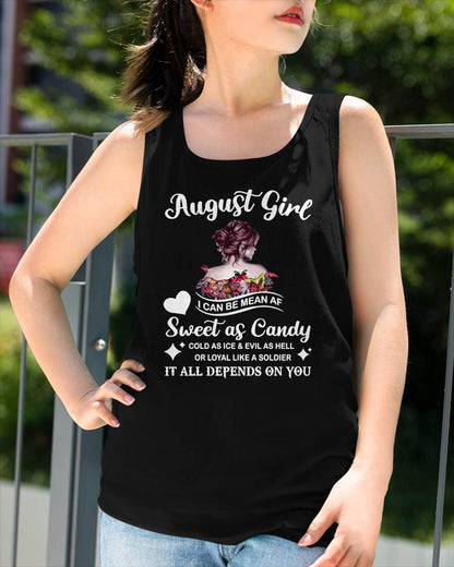 August Girl T-Shirt – Sweet As Candy, Cold As Ice - Birthday Gift for Women - HLT08 (SKU26T-01-38-08)
