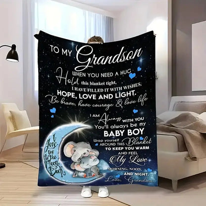 BLANKET FOR GRANDSON FROM GRANDMA – COMFORT & WARMTH GIFT Sherpa Fleece Blanket -FULL