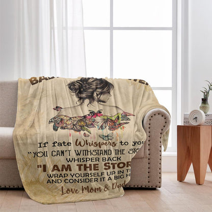 To Our Badass Daughter Blanket, Inspirational Butterfly Sherpa Fleece Throw, Christmas Birthday Gift for Daughter- From Mom & Dad