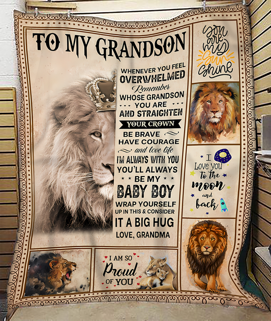 BLANKET FOR GRANDSON – COMFORT & WARMTH GIFT FROM GRANDMA  Sherpa Fleece Quilt Blanket kien00 (SKUB12-BLK-02)