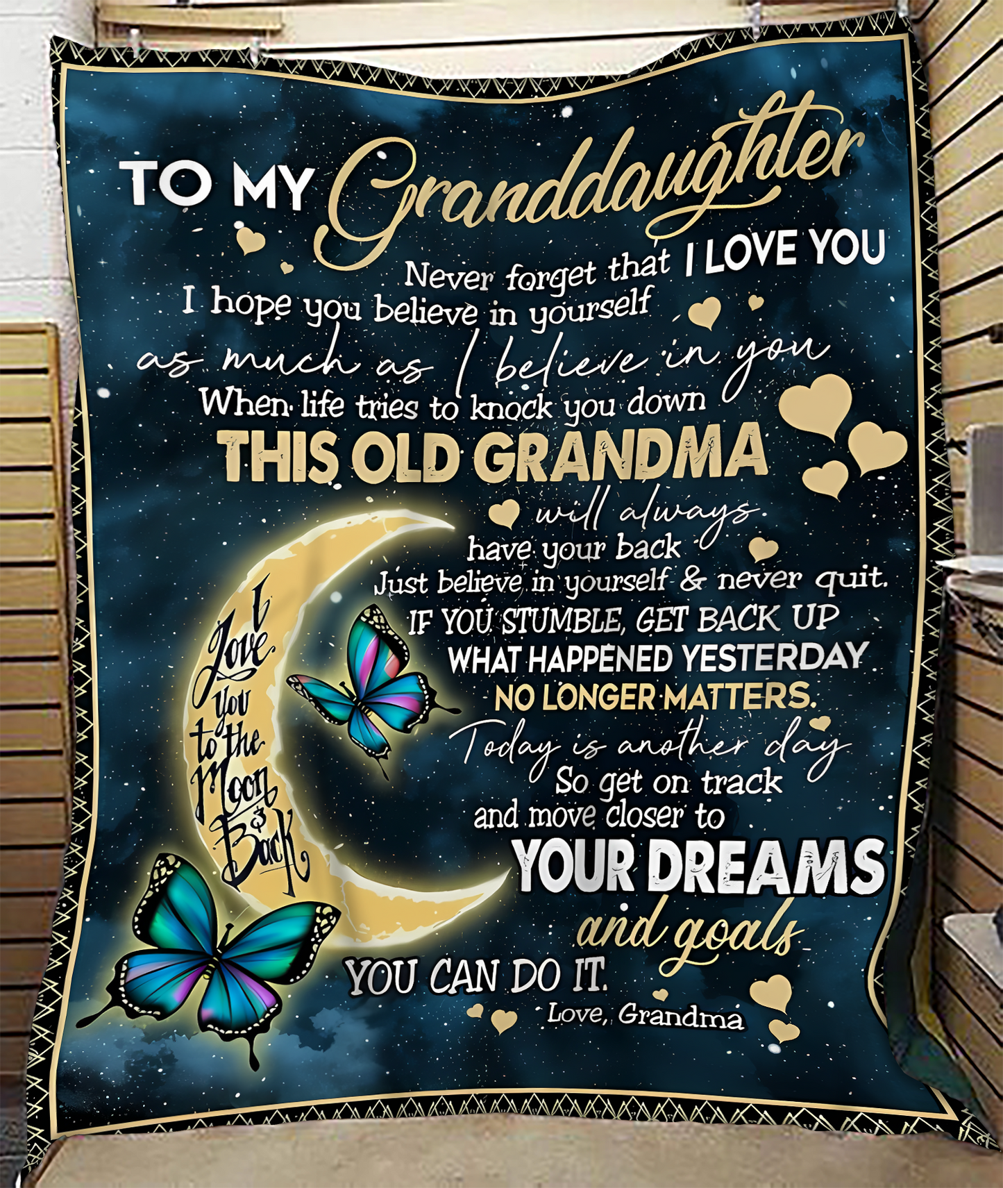 BLANKET FOR GRANDDAUGHTER – COMFORT & WARMTH GIFT FROM GRANDMA  Sherpa Fleece Quilt Blanket kien00 (SKUB-BLK-GMD2)