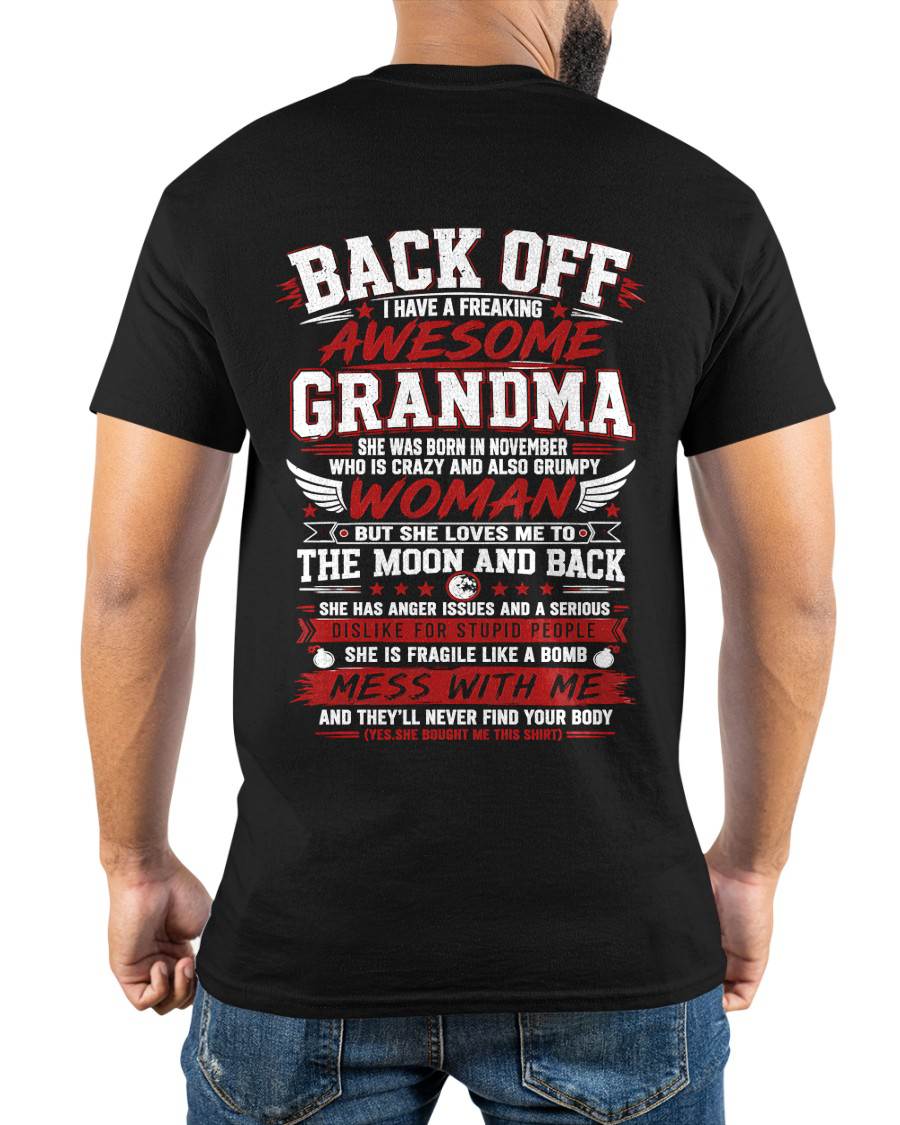 NOVEMBER, SHE IS FRAGILE LIKE A BOMB MESS WITH ME - SHIRT FROM GRANDMA TO GRANDSON - HLT11 (SKU2608-07-11)