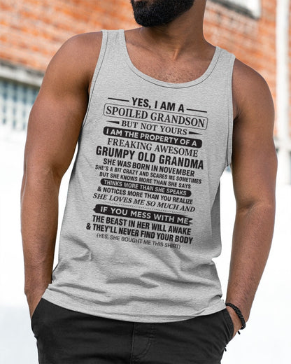 Yes I’m A Stubborn Grandson T-Shirt – Birthday Gift From November Grandma / Woman - kien11 (SKU10-171-11)