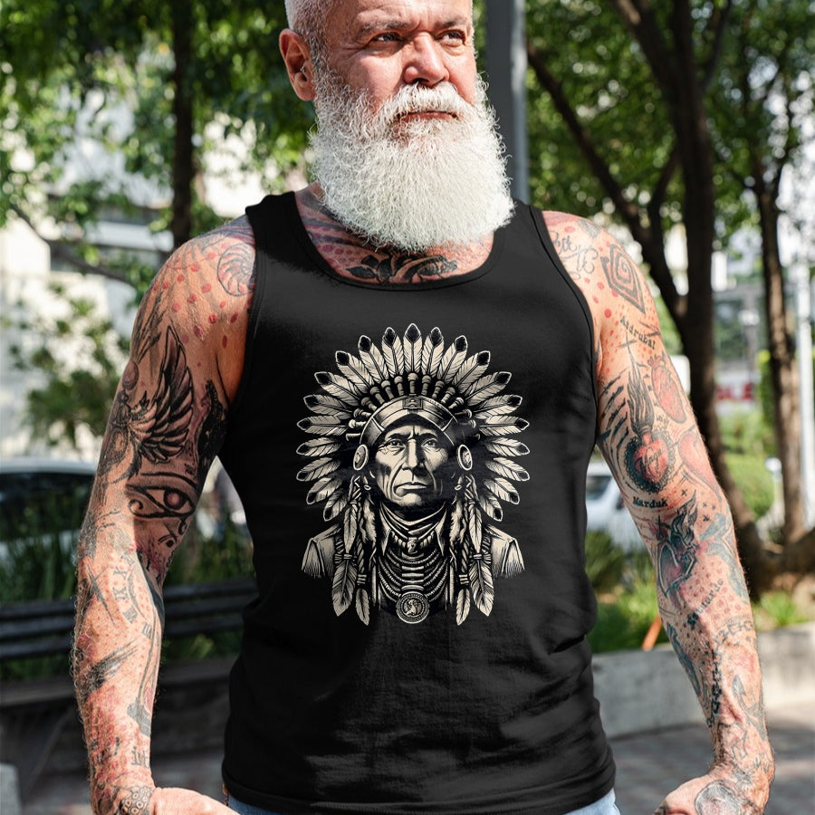 Native American T-Shirts, Vintage Native American Unisex T-Shirt/Hoodie/Sweatshirt HLT00 - Headdress Chief Ancestors Vintage, Native American Indian T-Shirt (1)