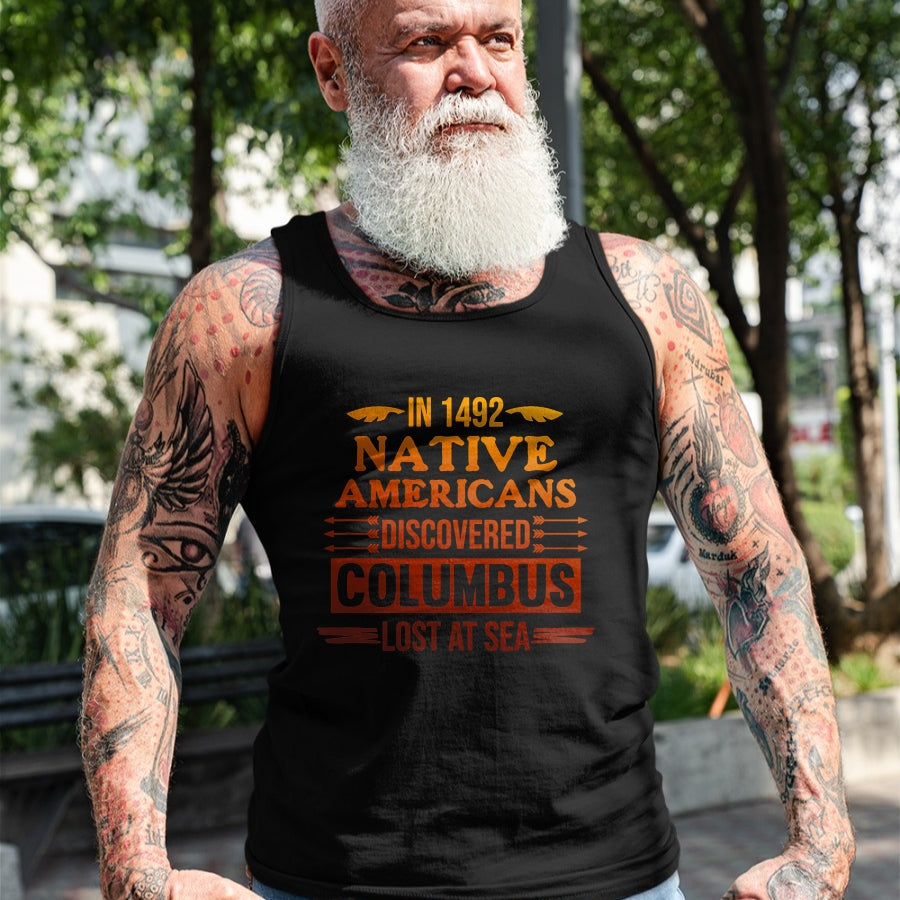 Native American T-Shirts, Vintage Native American Unisex T-Shirt/Hoodie/Sweatshirt HLT00 - Native Americans Discovered Native American Day Graphic T-Shirt (1)