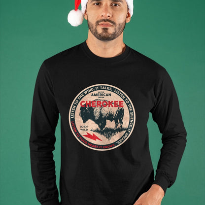 Native American T-Shirts, Vintage Native American Unisex T-Shirt/Hoodie/Sweatshirt HLT00 - American Flag - Cherokee Native American Indian Born Freedom Wild Buffalo T-Shirt (1)